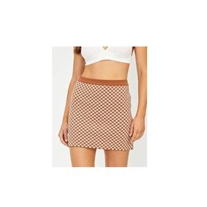 Glassons | NWT Brown Cream Check Mini Skirt Small